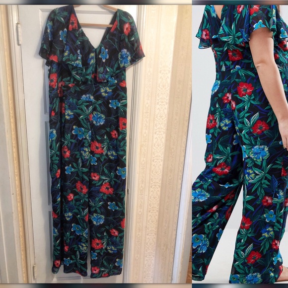 ASOS Curve Pants - ASOS Curve Tropical Printed Floaty Jumpsuits